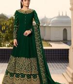 Green embroidered faux georgette salwar