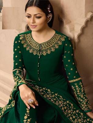 Green embroidered faux georgette salwar 2