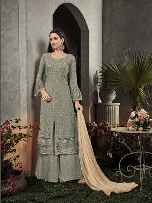Mehendi embroidered faux georgette salwar 1