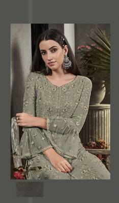 Mehendi embroidered faux georgette salwar 2