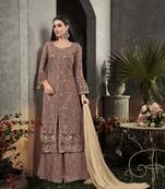 Light-brown embroidered faux georgette salwar