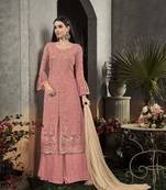 Light-pink embroidered faux georgette salwar
