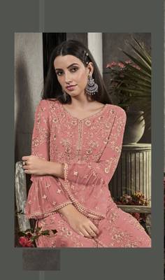 Light-pink embroidered faux georgette salwar 2