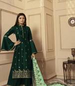 Green embroidered raw dupion silk salwar