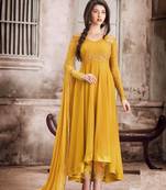 Mustard embroidered faux georgette salwar