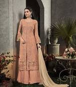 Light-orange embroidered faux georgette salwar