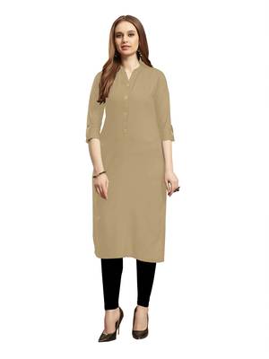 Beige plain rayon kurtas-and-kurtis 1