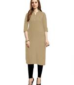 Beige plain rayon kurtas-and-kurtis