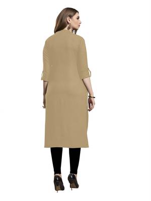 Beige plain rayon kurtas-and-kurtis 2