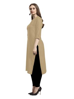 Beige plain rayon kurtas-and-kurtis 3