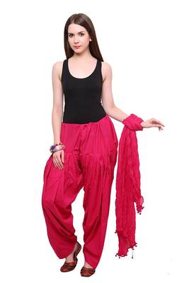 Pink cotton Patiala with cotton Dupatta 1