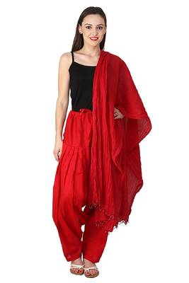 Red cotton Patiala with cotton Dupatta 1
