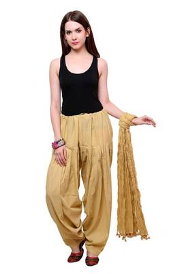 Beige cotton Patiala with cotton Dupatta 1