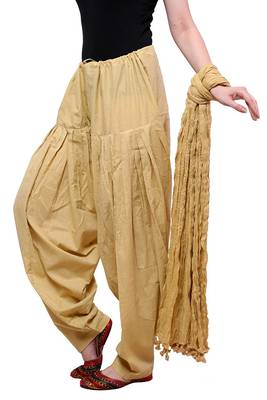 Beige cotton Patiala with cotton Dupatta 3
