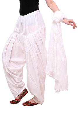 White cotton Patiala with cotton Dupatta 3