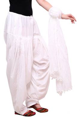 White cotton Patiala with cotton Dupatta 4