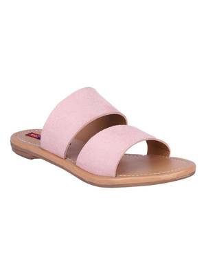 suede Stylish Embriodery Blue Flat Sandal For Women 1
