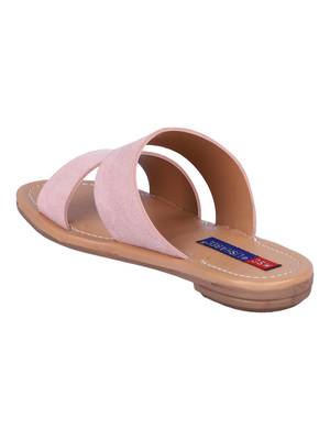 suede Stylish Embriodery Blue Flat Sandal For Women 3