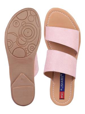 suede Stylish Embriodery Blue Flat Sandal For Women 4