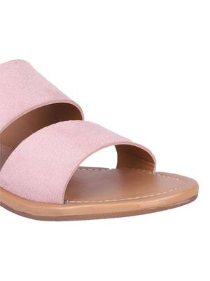 suede Stylish Embriodery Blue Flat Sandal For Women 5