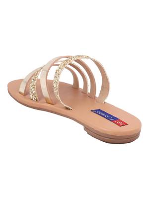 pu Stylish Embriodery metallic Flat Sandal For Women 3