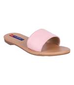 suede Stylish Embriodery blue Flat Sandal For Women