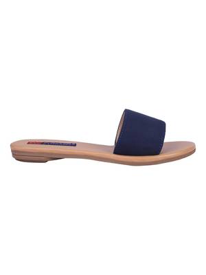 suede Stylish Embriodery blue Flat Sandal For Women 2