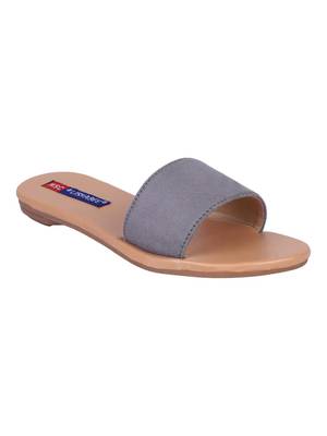 suede Stylish Embriodery blue Flat Sandal For Women 1