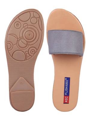 suede Stylish Embriodery blue Flat Sandal For Women 4