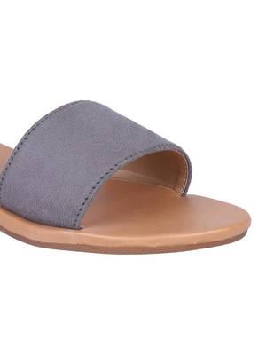 suede Stylish Embriodery blue Flat Sandal For Women 5