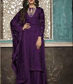 Purple embroidered faux georgette salwar