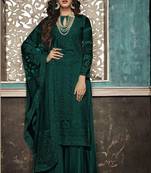 Green embroidered faux georgette salwar