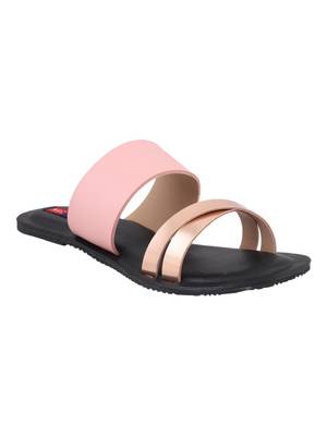 leatherette Stylish Embriodery blue Flat Sandal For Women 1