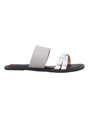 leatherette Stylish Embriodery blue Flat Sandal For Women 2