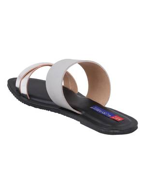 leatherette Stylish Embriodery blue Flat Sandal For Women 3