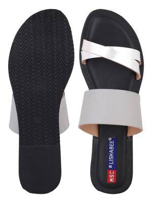 leatherette Stylish Embriodery blue Flat Sandal For Women 4