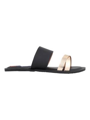 leatherette Stylish Embriodery blue Flat Sandal For Women 2