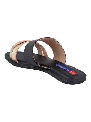 leatherette Stylish Embriodery blue Flat Sandal For Women 3
