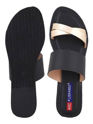 leatherette Stylish Embriodery blue Flat Sandal For Women 4