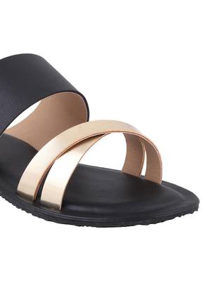 leatherette Stylish Embriodery blue Flat Sandal For Women 5