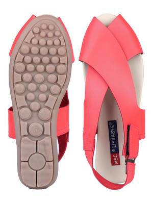 leatherette Stylish red Flat Sandal For Women 4