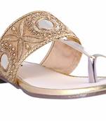 Synthetic stylish fancy Gold Flat Sandals For women