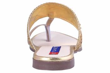 Synthetic stylish fancy Gold Flat Sandals For women 4