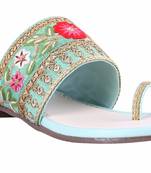 Synthetic stylish fancy Green Flat Sandals For women