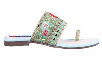 Synthetic stylish fancy Green Flat Sandals For women 2