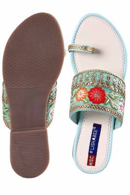 Synthetic stylish fancy Green Flat Sandals For women 5