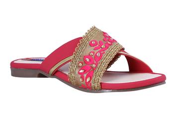 Synthetic stylish fancy Pink Flat Sandals For women 1