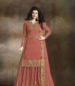 Peach embroidered silk salwar