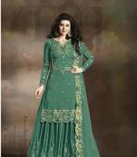 Sky-blue embroidered silk salwar