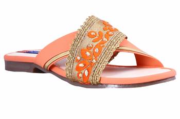 Synthetic stylish fancy Orange Flat Sandals For women 1